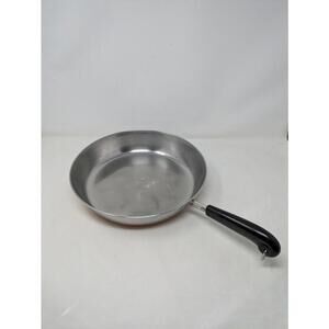 Vintage Revere Ware 12 inch Copper Clad Bottom Skillet Frying Fry Pan No Lid USA